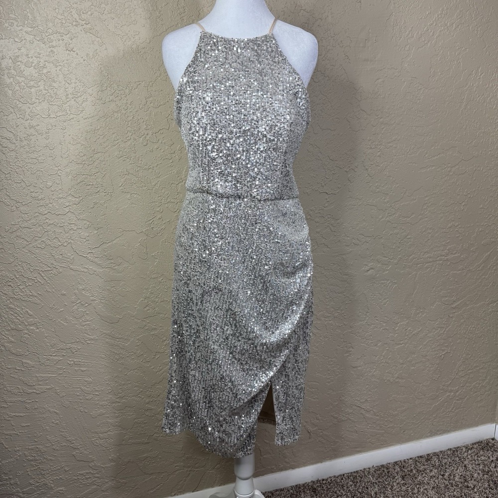Midnight Doll Sequined Cocktail Dress‎ Size 13 Rouched Bachelorette Party Glam